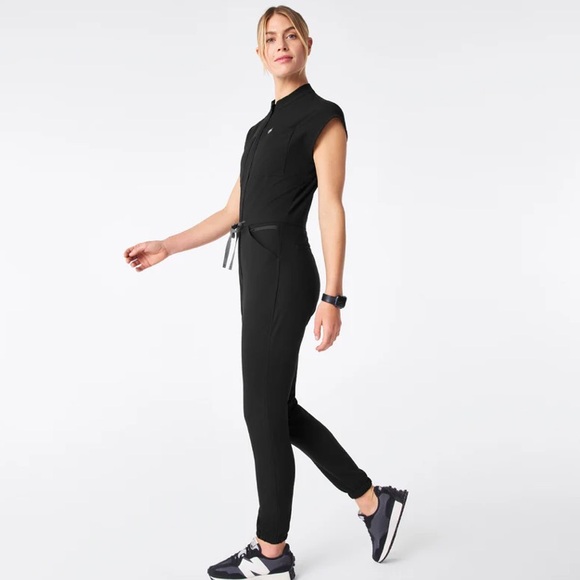 Figs Rafaela Cargo ScrubJumpsuit™ Women's Black Jumpsuit - Picture 7 of 15